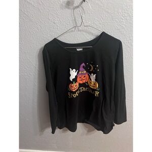 Holiday Editions Womens Black Halloween 3/4 Sleeve T-Shirt 1X Pumpkins